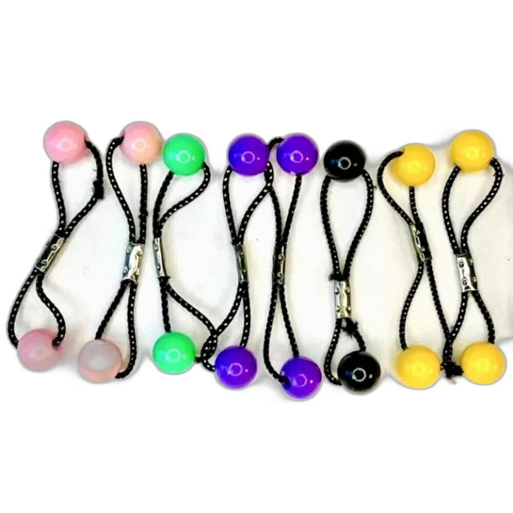 Vintage 70s Lot of 8 Whimsy Goody Hair Rainbow Bead Knocker Ponytail Holders